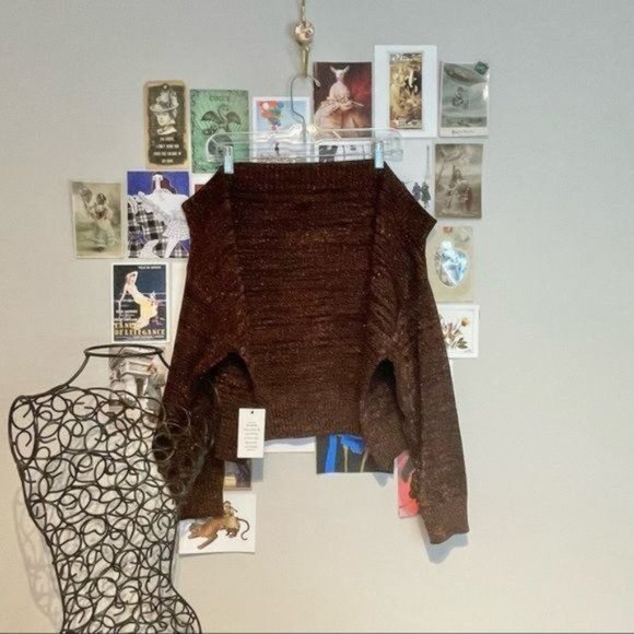 ELOQUII METALLIC RIB KNIT WIDE OFF THE SHOULDER NECK HEATHERED SWEATER 18/20 NWT - Picture 4 of 7